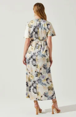 Floral Short Sleeve Wrap Front Maxi Dress 11 Floral Short Sleeve Wrap Front Maxi Dress -Larana Style Shop ADR101628 CHARCOALTAUPEFL 5 scaled