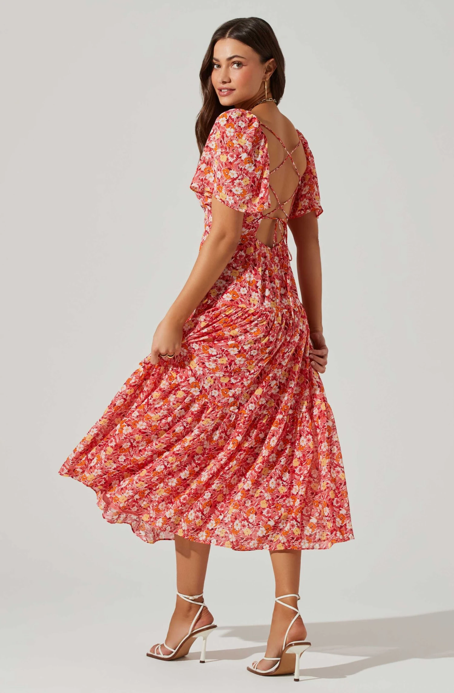 Floral Cinched Bust Cutout Center Midi Dress 11 Floral Cinched Bust Cutout Center Midi Dress - Image 11