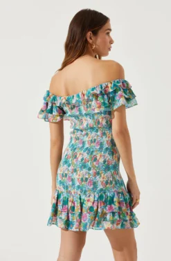 Flutter Sleeve Smocked Mini Dress -Larana Style Shop ADR101648 BLUEPINKMULTI 6 scaled