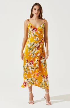 Satin Front Tie Wrap Floral Midi Dress 18 Satin Front Tie Wrap Floral Midi Dress -Larana Style Shop ADR101683 YELLOWFLORAL 1 scaled