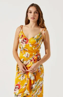 Satin Front Tie Wrap Floral Midi Dress 19 Satin Front Tie Wrap Floral Midi Dress -Larana Style Shop ADR101683 YELLOWFLORAL 3 scaled
