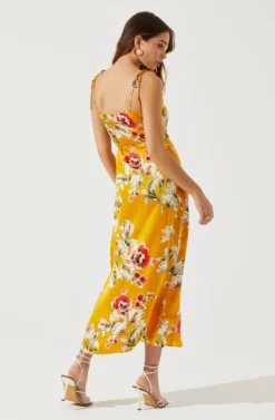 Satin Front Tie Wrap Floral Midi Dress 23 Satin Front Tie Wrap Floral Midi Dress -Larana Style Shop ADR101683 YELLOWFLORAL 5 scaled