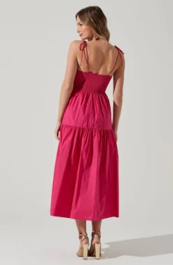 Tiered Smocked Midi Dress -Larana Style Shop ADR101693 FUCHSIA 6 scaled