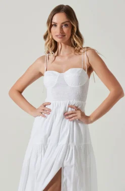 Tiered Smocked Midi Dress -Larana Style Shop ADR101693 WHITE 3 scaled