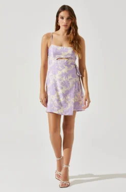 Keyhole Wrap Floral Mini Dress 18 Keyhole Wrap Floral Mini Dress -Larana Style Shop ADR101709 LAVENDERFLORAL 1 scaled
