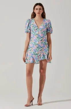 Flutter Sleeve Cutout Floral Mini Dress -Larana Style Shop ADR101724 WHITEMULTIFLORAL 3 scaled
