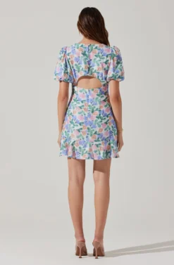 Flutter Sleeve Cutout Floral Mini Dress -Larana Style Shop ADR101724 WHITEMULTIFLORAL 4 scaled