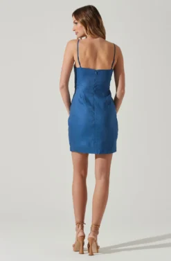 Side Ruched Mini Dress -Larana Style Shop ADR101762 INDIGO 6 scaled