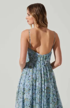 Floral Pleated Midi Dress -Larana Style Shop ADR101774 BLUEFLORAL 5 scaled