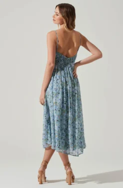 Floral Pleated Midi Dress -Larana Style Shop ADR101774 BLUEFLORAL 6 scaled