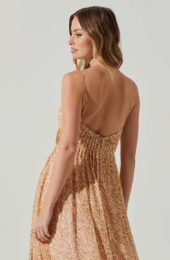 Floral Pleated Midi Dress -Larana Style Shop ADR101774 YELLOWPINKFLORAL 5 scaled