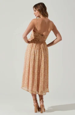 Floral Pleated Midi Dress -Larana Style Shop ADR101774 YELLOWPINKFLORAL 6 scaled