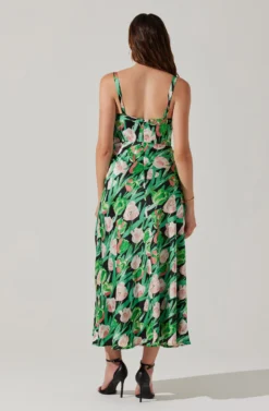 Satin Corset Floral Maxi Dress -Larana Style Shop ADR101783 PINKGREENFLORAL 5 scaled
