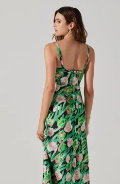 Satin Corset Floral Maxi Dress -Larana Style Shop ADR101783 PINKGREENFLORAL 6 scaled