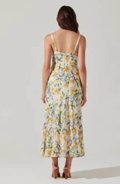 Satin Corset Floral Maxi Dress -Larana Style Shop ADR101783 YELLOWCREAMFLORAL 6 scaled