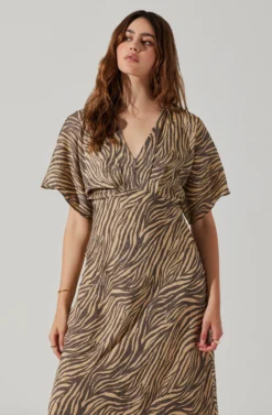 Flutter Sleeve Open Back Midi Dress -Larana Style Shop ADR101803 CHARCOALTAUPEABST 4 scaled