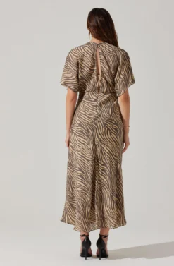 Flutter Sleeve Open Back Midi Dress -Larana Style Shop ADR101803 CHARCOALTAUPEABST 5 scaled