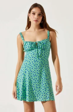 Sweetheart Neck Open Back Mini Dress -Larana Style Shop ADR101821 GREENBLUEFLORAL 3 scaled