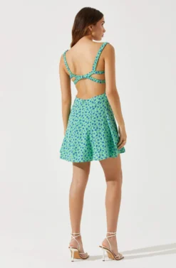 Sweetheart Neck Open Back Mini Dress -Larana Style Shop ADR101821 GREENBLUEFLORAL 5 scaled