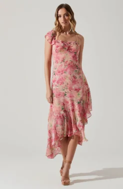 Camelia Floral Midi Dress -Larana Style Shop ADR101861C PINKGREENFLORAL 2 scaled