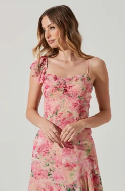 Camelia Floral Midi Dress -Larana Style Shop ADR101861C PINKGREENFLORAL 3 scaled