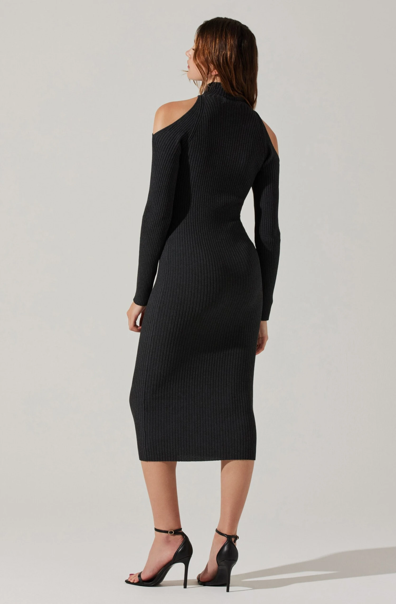 Cold Shoulder Mock Neck Midi Sweater Dress 6 Cold Shoulder Mock Neck Midi Sweater Dress - Image 6