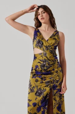 Cutout Ruched Maxi Dress 14 Cutout Ruched Maxi Dress -Larana Style Shop ADR101913 CHARTREUSEINDIGOFL 4 scaled