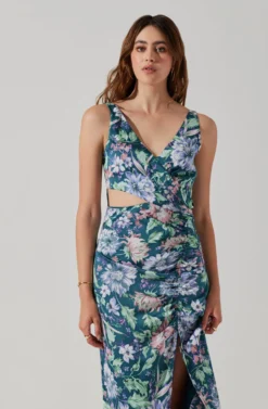 Cutout Ruched Maxi Dress 21 Cutout Ruched Maxi Dress -Larana Style Shop ADR101913 TEALPURPLEMULTIFL 3 scaled