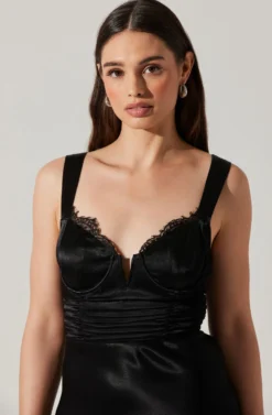 Aeris Satin Lace Trim Maxi Dress -Larana Style Shop ADR102254 BLACK 4 scaled