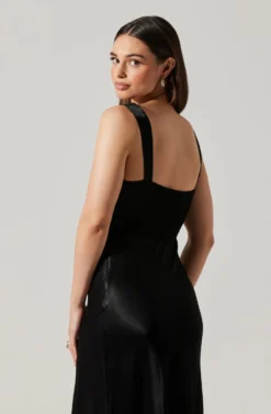 Aeris Satin Lace Trim Maxi Dress -Larana Style Shop ADR102254 BLACK 6 scaled