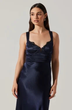 Aeris Satin Lace Trim Maxi Dress -Larana Style Shop ADR102254 NAVY 3 scaled
