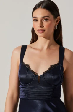 Aeris Satin Lace Trim Maxi Dress -Larana Style Shop ADR102254 NAVY 4 scaled