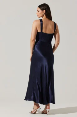 Aeris Satin Lace Trim Maxi Dress -Larana Style Shop ADR102254 NAVY 5 scaled