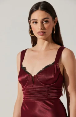 Aeris Satin Lace Trim Maxi Dress -Larana Style Shop ADR102254 WINE 2 scaled