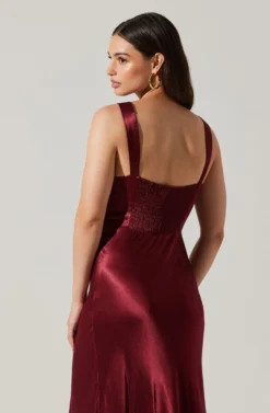 Aeris Satin Lace Trim Maxi Dress -Larana Style Shop ADR102254 WINE 4 scaled