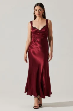 Aeris Satin Lace Trim Maxi Dress -Larana Style Shop ADR102254 WINE 5 scaled