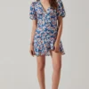 Flutter Sleeve Cutout Floral Mini Dress