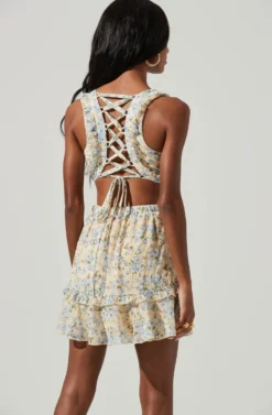 Lace Up Back Floral Cutout Eyelet Mini Dress 6 Lace Up Back Floral Cutout Eyelet Mini Dress -Larana Style Shop ALD44789 YELLOWBLUEFLORAL 3 scaled
