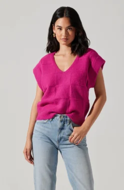 Checkered Sweater Vest 18 Checkered Sweater Vest -Larana Style Shop ALT16416 CI FUCHSIA 3 scaled