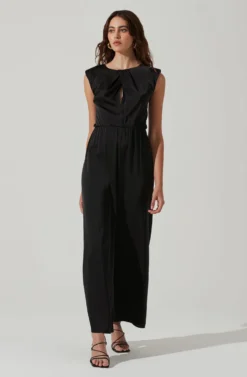 Inverted Pleat Neck Jumpsuit -Larana Style Shop AP7241 BLACK 2 scaled
