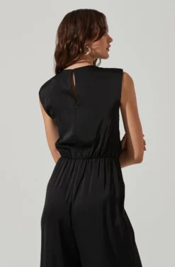 Inverted Pleat Neck Jumpsuit -Larana Style Shop AP7241 BLACK 5 scaled