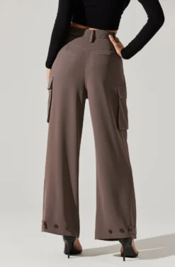 Pleated Wide Leg Cargo Pants -Larana Style Shop AP7310 WARMGREY 2 scaled