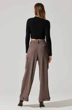 Pleated Wide Leg Cargo Pants -Larana Style Shop AP7310 WARMGREY 4 scaled