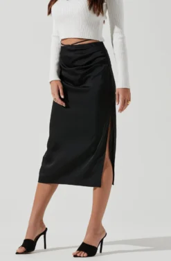 Hi Slit Ruched Skirt -Larana Style Shop AS9086B BLACK 1562 scaled