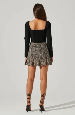 Floral Ruched Mini Skirt 11 Floral Ruched Mini Skirt -Larana Style Shop AS9114 BLACKMAGENTAFRL 6 scaled