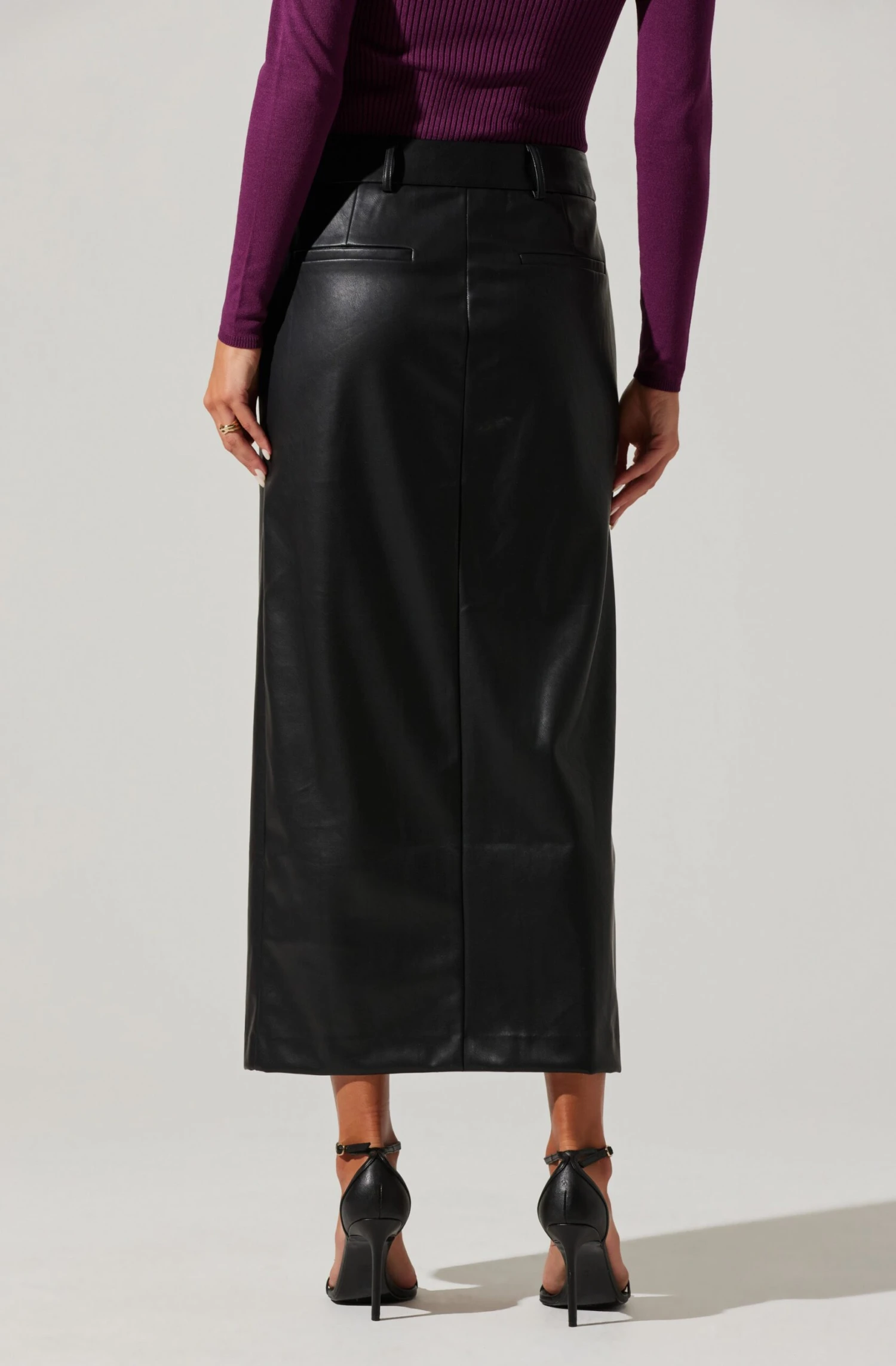 Low Rise Faux Leather Midi Skirt 4 Low Rise Faux Leather Midi Skirt - Image 4