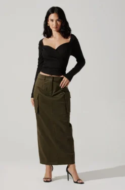 High Rise Cargo Maxi Skirt 18 High Rise Cargo Maxi Skirt -Larana Style Shop AS9163 OLIVE 1 scaled