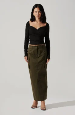 High Rise Cargo Maxi Skirt 21 High Rise Cargo Maxi Skirt -Larana Style Shop AS9163 OLIVE 4 scaled
