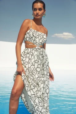 Sanger Abstract Print Cutout Maxi Dress -Larana Style Shop ASTR SPR22 PT1 1737 scaled