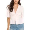 Pleated Front V Neck Top